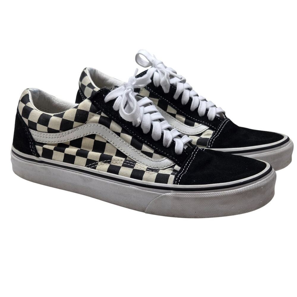 Vans Old Skool Checkered Low Top Skate Shoes Black White Women’s 8.5 Men’s 7